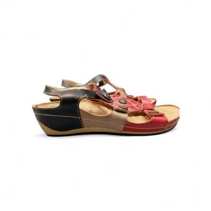 Spring Step L’Artiste Melissa Leather Sandals | Red Black Tan EU 38 US 7.5–8